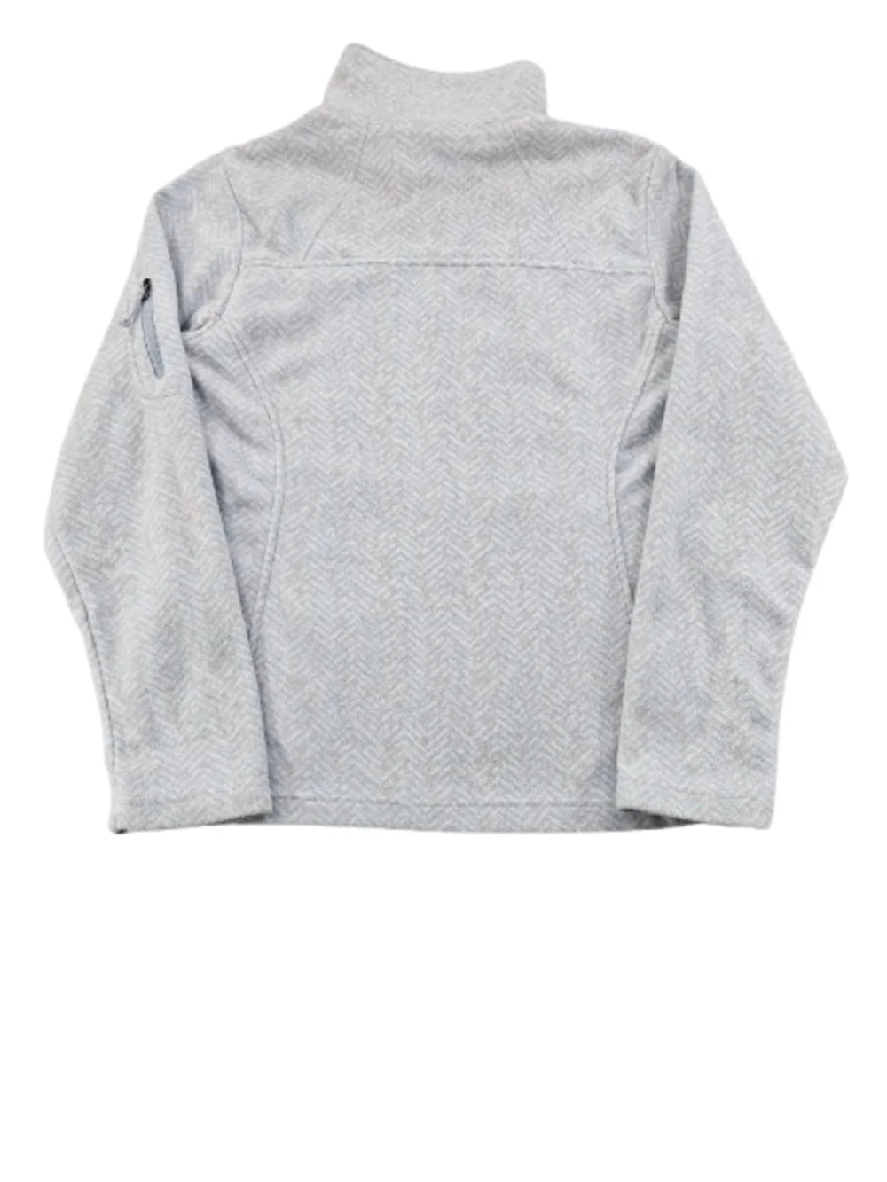 Columbia Fleece Chevron‎ Jacket Full Zip Women's Med White Gray Pink Polka Dots